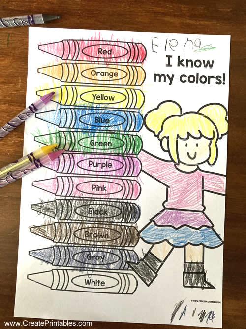 boy and girl color crayons page editable