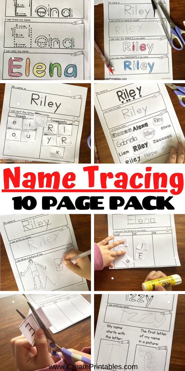 name tracing page pack worksheets