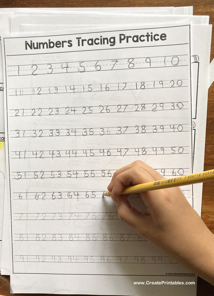 Number Tracing Worksheets 1 100